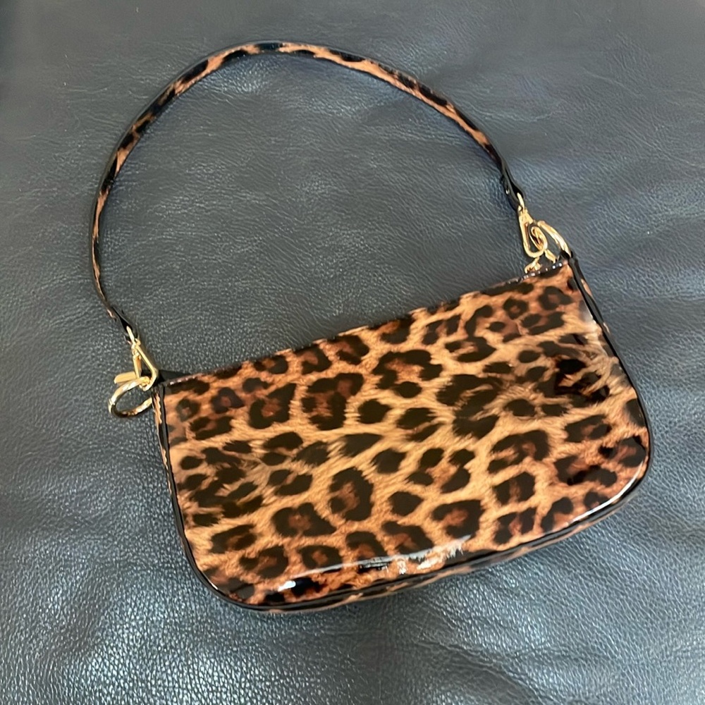 Leopard Print vegan patent leather purse